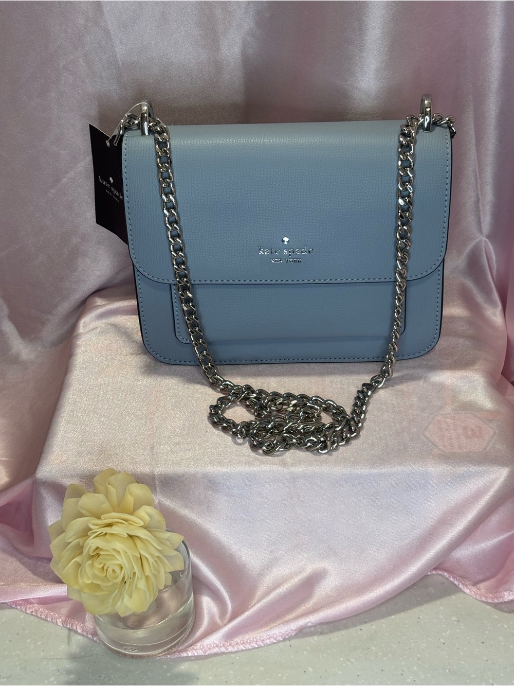Kate Spade Muted Blue Leather Chain Shoulder Bag